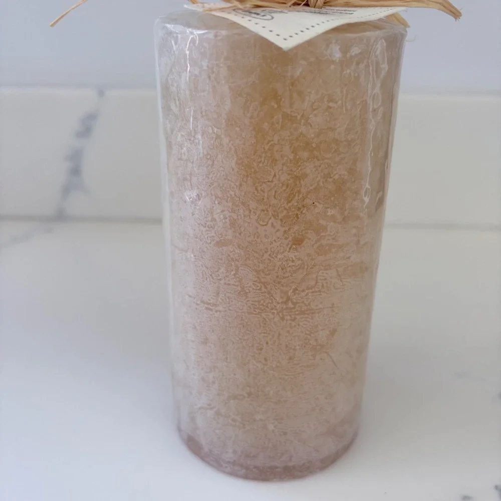 Latta's Garden Collection Tan Mottled Pillar Candle 3x6 Rustic Decor New